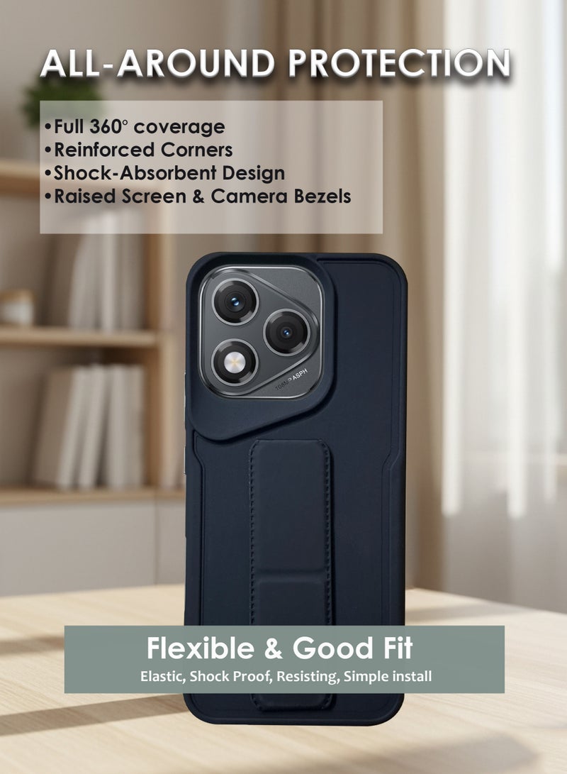 Honor 400 Lite Hand Grip Case Cover - Magnetic Hand Grip Holder & Kickstand - Strong Grip for Magnetic Car Holder, Stylish Silicone Case & Functional, Ultimate Convenience & Hands-Free Viewing - Black - Image 4